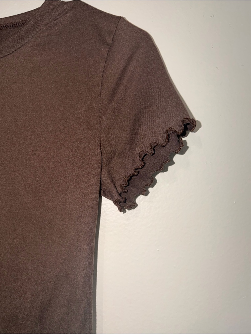 Live in the Moment Ruffle Lettuce Edge Trim Short Sleeve Tee - Picture 3 of 5